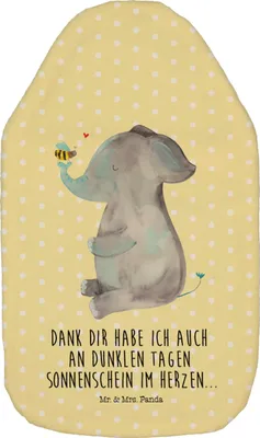 Produktbild von Mr. & Mrs. Panda Wärmflasche Elefant Biene - Gelb Pastell - Geschenk, Wärmflaschen, mit Bezug, Lustige Sprüche, Liebesspruch, bettwärmflasche, Wärmekissen, Jahrestag