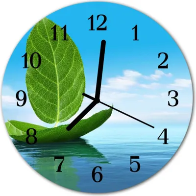 Produktbild von Glasuhr Wanduhr Küchenuhr Echt-Glas 30fi cm Laub grün