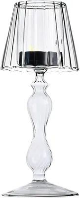 Immagine prodotto di 1 candelabra in vetro trasparente per tealight, forma da lampada da tavolo, diametro 18 cm