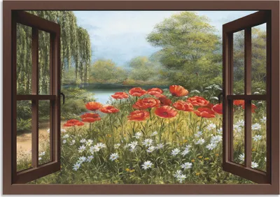 Produktbild von ARTland Wandbild Alu für Innen & Outdoor Mohnwiese Größe: 130x90 cm