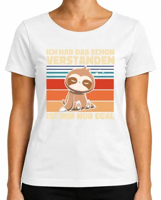 Imagen del producto de Camiseta blanca para mujer, talla M, con la frase: "Ya lo entendí, me da igual", diseño de perezoso, divertida