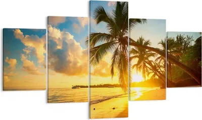 Produktbild von Bild auf Leinwand - Leinwandbild - Meer Strand Palme - 125x70cm - Wand Bild - Wanddeko - Wandbilder - Leinwanddruck - Bilder - Kunstdruck - Wanddekoration - Leinwand bilder - Wandkunst - EA125x70-3922