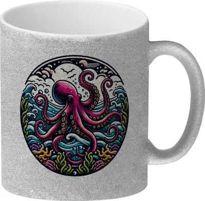 Produktbild von Oktopus Glitzer-Kaffeebecher