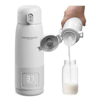 Produktbild von Vulpes Goods Tragbarer Flaschenwärmer Baby, Flaschenwärmer unterwegs, kabelloser Milchwärmer, Babynahrung, Edelstahl, 500ML, 6400 mAh, PRO V2