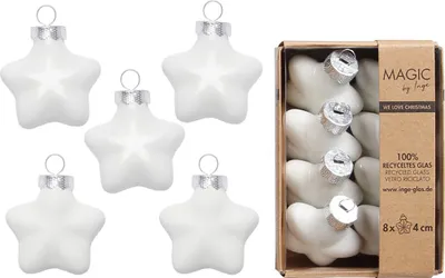 Produktbild von Christbaumschmuck Sterne 4cm Glas 8 Stück - Pure White