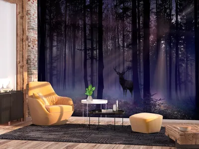 Produktbild von Vlies Fototapete Tiere 400x280 cm Tapeten Wandtapete XXL Hirsch Wald Bäume Natur c-C-0431-a-c