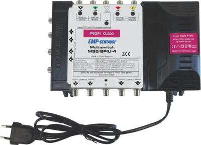 Obrázek produktu pro Multiswitch EMP MS 5/8 PIU-4 multipřepínač, PROFI CLASSMultipřepínač pro 1 družici + TV - 8 účastníků• Vstupní atenuátory na všech vstupech• Možnost použití Quad LNB• Volba aktivního/pasivního zpracování pozemního pásma• Napětí 12V pro pozemní předzesilovač• Rozšířený rozsah provozních teplotRozměry délka x šířka x výška v cm:27,5 x 15,2 x 8,7