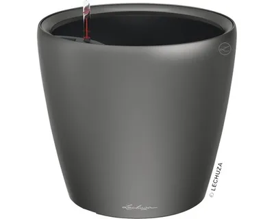 Obrázok produktu pre Plastový samozavlažovací kvetináč Lechuza Classico Color LS Ø 22 x 20,5 cm antracitový vrátane zavlažovacieho systému, vložky na rastliny, substrátu a ukazovatele hladiny vody