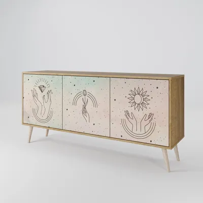 Immagine prodotto di Spacerebels cassettiera a 3 ante - credenza cassettiera - credenza alta - mobile armadio - soggiorno camera da letto - 57,5×164,5×42 (HxLxP)