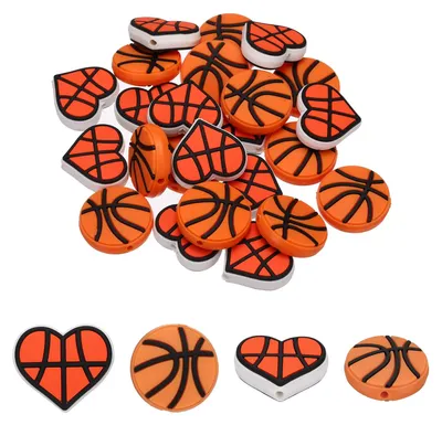 Productafbeelding van Basketbalfans - Ronde hartvorm - Sportaccessoire - 24 stuks, 25 mm, oranje/rood
