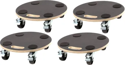 Produktbild von SWV 400066 (4 Stück) Blumenroller Fassroller Rollbrett Transportroller Siebdruck 200kg Rund gebremst