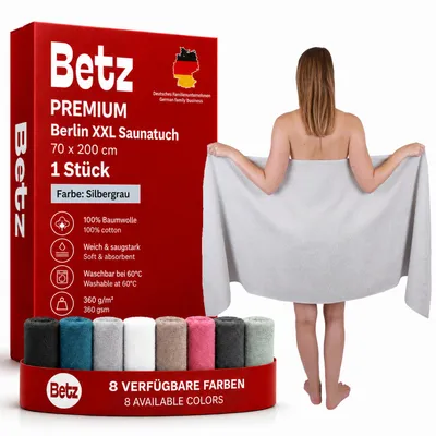 Produktbild von Betz XXL Saunatuch 70 x 200 cm BERLIN Badetuch 100% Baumwolle Farbe – silbergrau