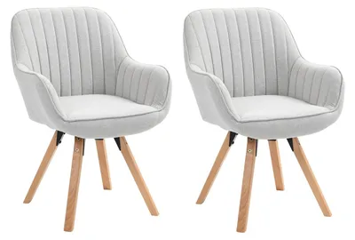 Productafbeelding van Eetkamerstoelen - Draaistoelen - Bureaustoelen - Make-up Stoelen - Beige - Set van 2 - 360° Draaibaar