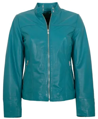 Produktbild von Jilani Collection - Damen Lederjacke Lammnappa ocean blau : 40