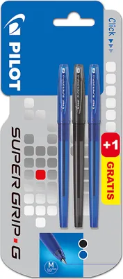 Image de Stylo à bille Super grip G avec capuchon 1 bleu + 1 noir + 1 bleu  Pilot