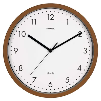 Produktbild von MAUL Wanduhr MAULgrain Ø 31 x 5 cm Kunststoff exkl. Batterie dark wood