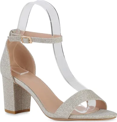 Produktbild von VAN HILL Damen Riemchensandaletten Sandaletten Party Glitzer Schuhe 840138, Farbe: Gold, Größe: 38