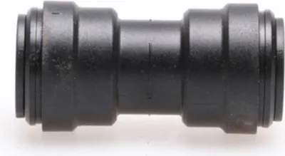 A black plastic pipe connector is shown against a white background.