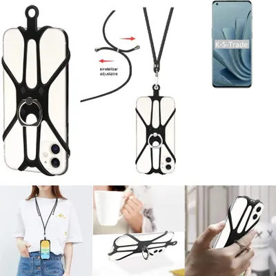 Produktbild von K-S-Trade 3in1 Handykette Handyband Handykordel Halsband Smartphone-Ring Handy-Ring kompatibel mit OnePlus 10 Pro Fingerhalterung Handyring