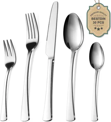 Produktbild von Besteckset 30-teilig, für 6 Personen, Edelstahl, spülmaschinenfest, für Abendessen