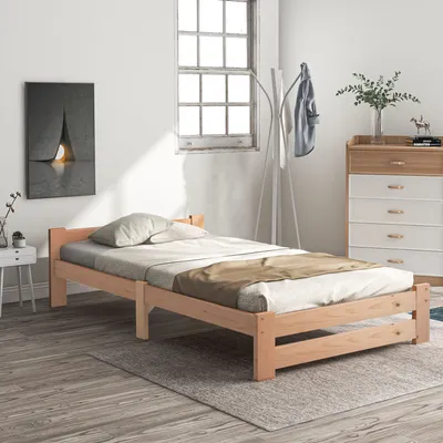 Produktbild von Massivholzbett Julia in Buche,Bett, aus mit Kopfteil und Lattenrost ,Natural 90x200 cm