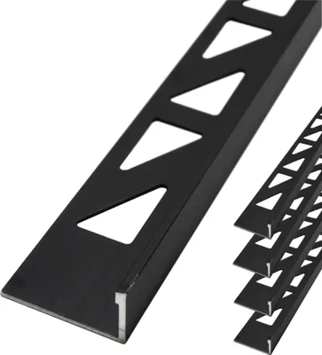 Produktbild von Dalsys 5x Fliesenschiene Winkelprofil 2,5m x 10mm Aluminium (eloxiert) Schwarz, Fliesenprofil