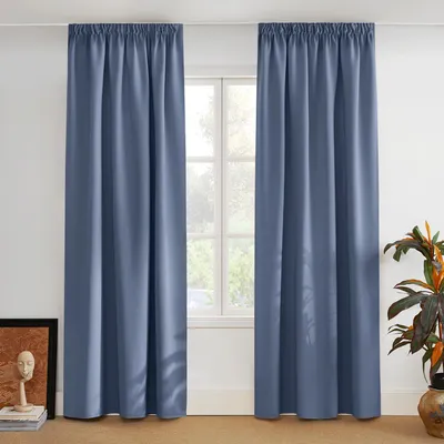 Productafbeelding van Verduisterende gordijnen, set van 2, 245 cm hoog en 140 cm breed, in de kleur nevelblauw