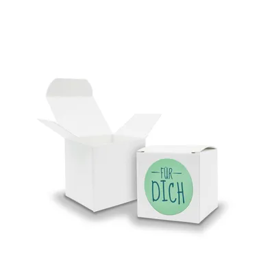 Produktbild von SET FÜR DICH (Motiv9) 24x Faltschachtel Würfel 5cm weiß  + Sticker