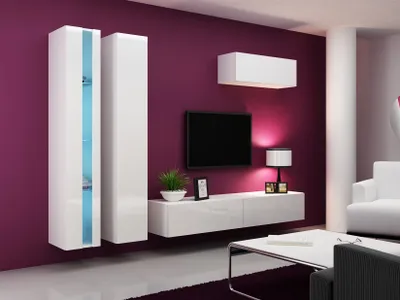 Produktbild von Mediawand Wohnwand 4 tlg -  SENTIC 1 - Weiss Hochglanz inkl. LED