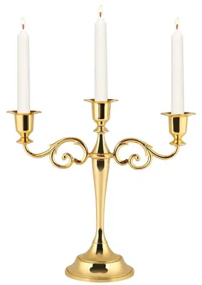 Imagen del producto de Soportavelas de 3 brazos - Fabricado en metal - Estilo vintage - Soportavelas decorativo - Apto para velas estándar - Material duradero - 10,5 x 25 cm - Porta velas