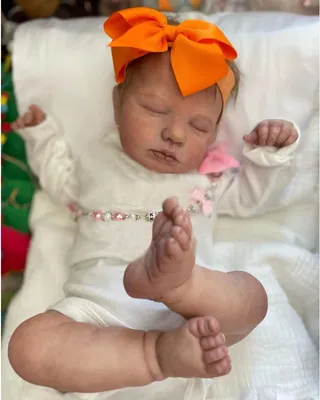 Produktbild von 48 cm Loulou Bebe Reborn Baumwollkörper mit eingepflanztem Haar 3D bemalte Haut handgemachte lebensechte Neugeborenen Babypuppe
