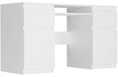 Obrázok produktu pre Počítačový písací stôl 135 cm, 2 zásuvky, 2 skrinky FRAMIRE N-6, biela