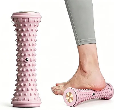 Imagen del producto de Masajeador para pies que alivia la fascitis plantar, con masaje profundo para los músculos del arco del pie. Color rosa