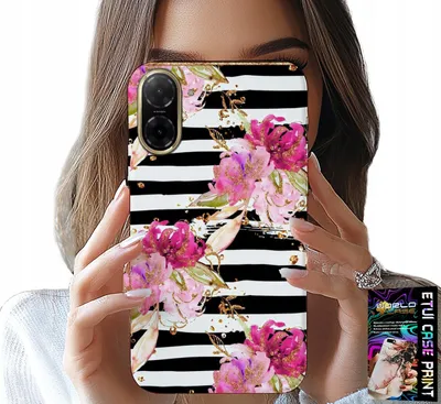 Produktbild von Etui Do Xiaomi 17 Pro - Kwiatki W Czarno - Białe Paski Wzory