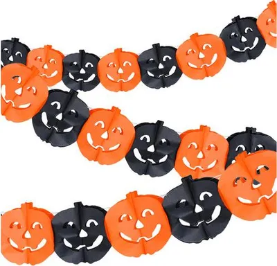Produktbild von Halloween-Kürbisgirlande, 3 m Papierdekoration