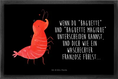 Produktbild von Mr. & Mrs. Panda Gummimatte Garnele Franzose 40 x 60 cm - Schwarz - Geschenk, Krabbe, Sauberlaufmatte, Französisch, Meer, Schmutzfangteppich, Fußabtreter, fußmatte