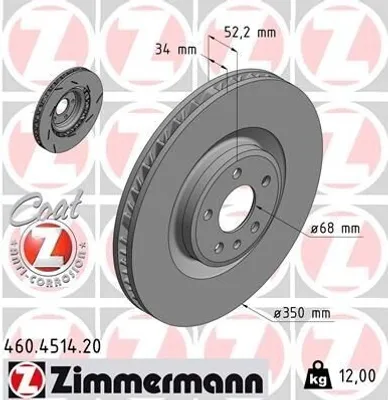 Produktbild von ZIMMERMANN Bremsscheibe Vorne Links für PORSCHE Macan (95B) 350mm 460.4514.20