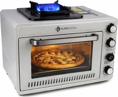 Produktbild von Eurocatch Tragbarer Gasofen für 227 g Gaskartuschen – Campingofen mit Brenner – 25,2 Liter – 2,1 kW – Elektronische Zündung – Outdoor & Zuhause
