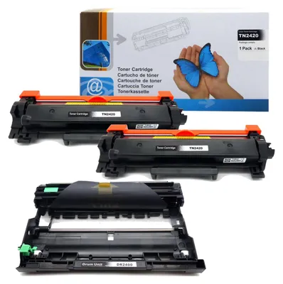 Produktbild von 2x Kompatibler Toner TN2420 + 1x Trommel DR2400 für Brother HL-L2310/2350, DCP-L2510/2530, MFC-L2710/2750 - Hohe Druckqualität und Langlebigkeit