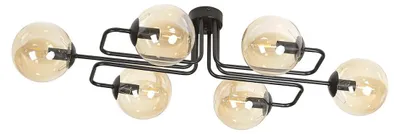 Zdjęcie produktu dla Lampa wisząca BRENDI ze stali w kolorze czarnym i bursztynowego szkła