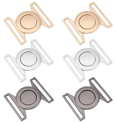 Gürtelschnallen-Set, 6 Stück, 3 Farben, 4,5 x 3,7 cm, Legierung