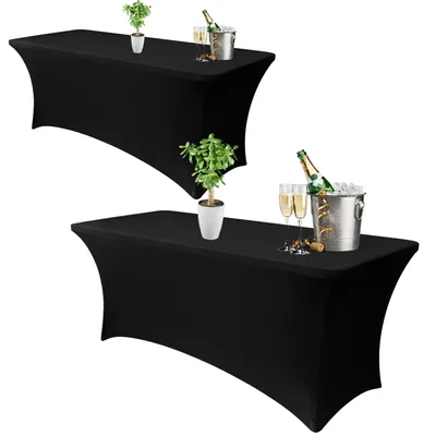Elastische Spandex Tischdecken 183 cm schwarz 2er-Set
