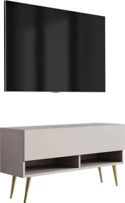 Image de Buffet TV 100 cm Cachemire, pieds dorés inclinés, 100 × 32 × 52 cm