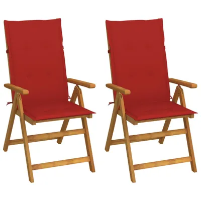 Imagen del producto de Sillas de jardín reclinables 2 uds madera maciza acacia cojines