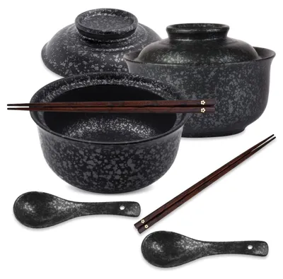 Ramen-Schüssel-Set 800 ml, 2-teilig, Keramik, mit Deckel & Zubehör
