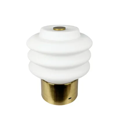 Produktbild von Tischlampe, Kabellos Dimmbar Tischleuchte, Led Tischleuchte Metall, Leselampe, USB Wiederaufladbare, Diva Messing Opal