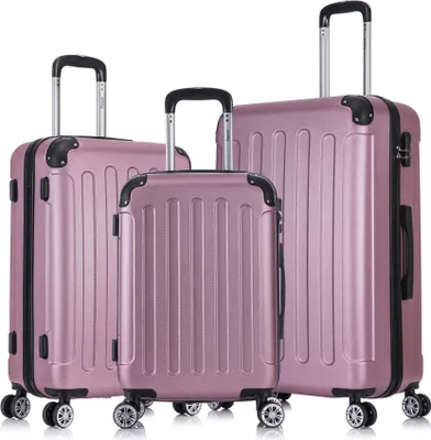 Produktbild von Flexot® F-2045 | 3er Kofferset | Rosa - Koffer Set | Größen M Handgepäck | L & XL Trolley | Hartschalenkoffer | elastisch & robust | 360° Rollen | Reisegepäck | Reisekoffer | Koffer | Suitcase | Luggage