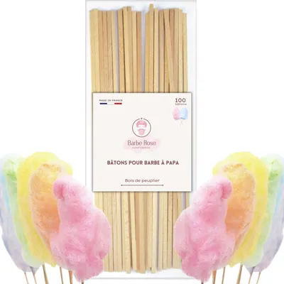Zuckerwatte-Stäbchen 100 Stk., 30 cm, Holz, lebensmittelecht