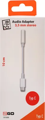 Produktbild von 2GO 797008, 3.5mm, Männlich, USB Typ-C, Männlich, 0,1 m, Weiß