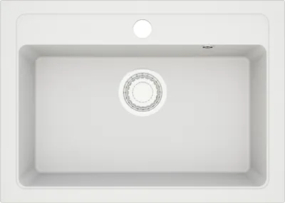 Produktbild von Granit Spüle + Siphon Küchenspüle DG022 70x50cm viele Farbvarianten Weiss